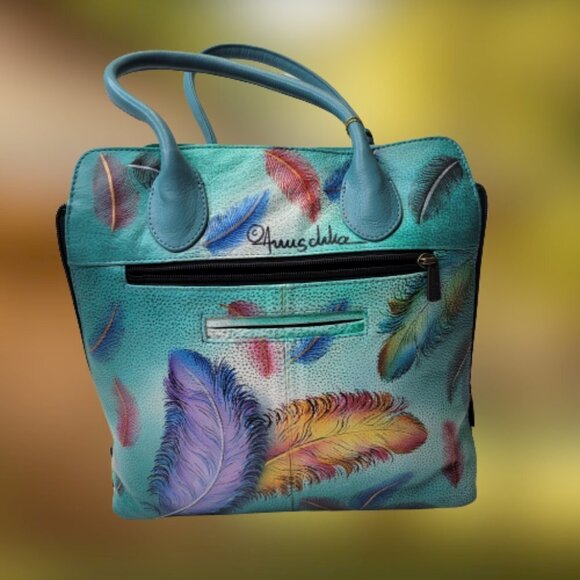 Colorful Large Tote Bag Anuschka Hand-Painted Large Bag and Pouch Purse - NEW ! - Picture 16 of 16